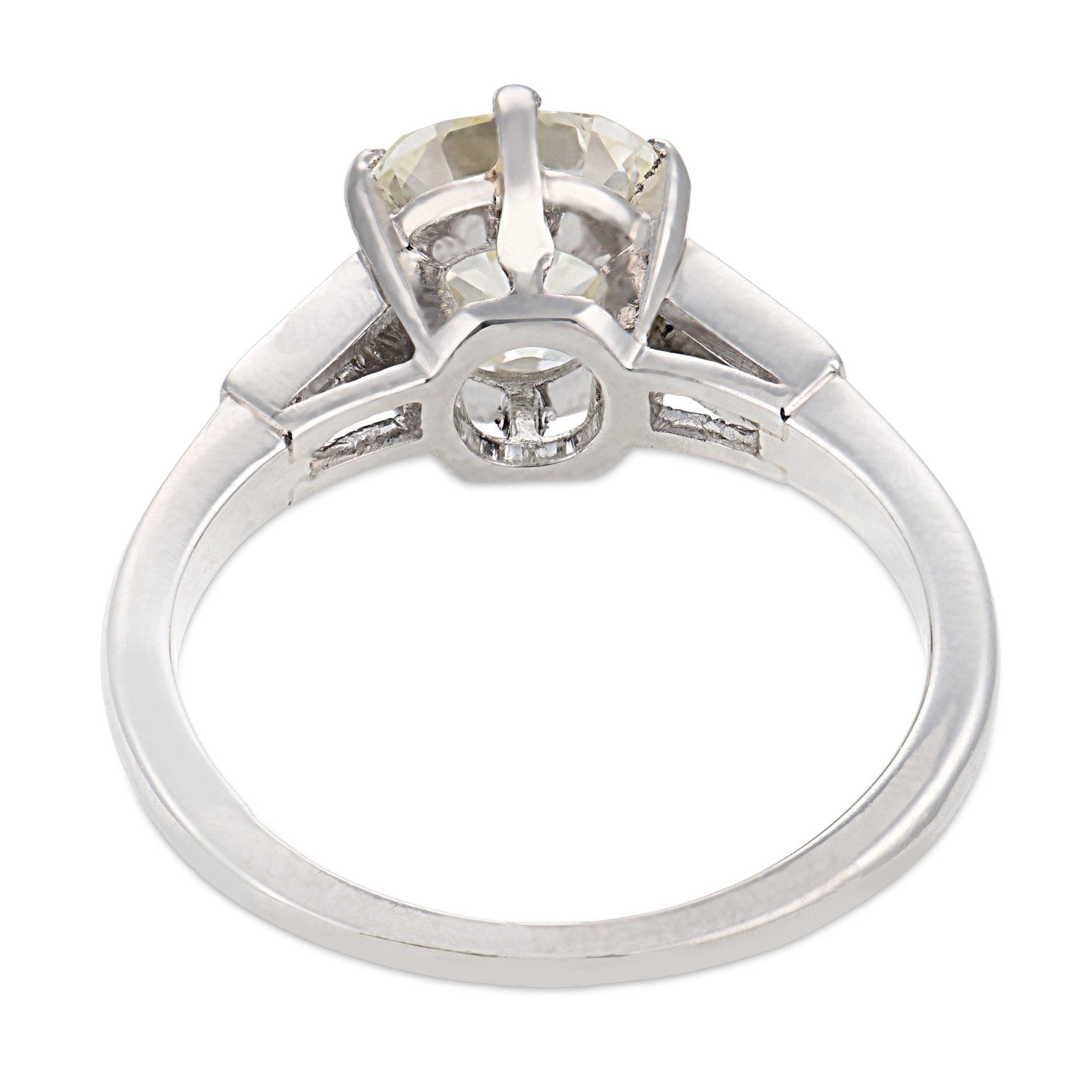 Art Deco GIA 1.90 carat old mine cut diamond platinum engagement ring