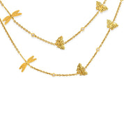 Vintage diamond 18k yellow gold butterfly necklace