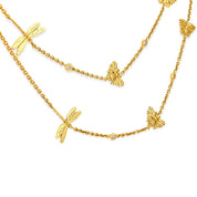 Vintage diamond 18k yellow gold butterfly necklace