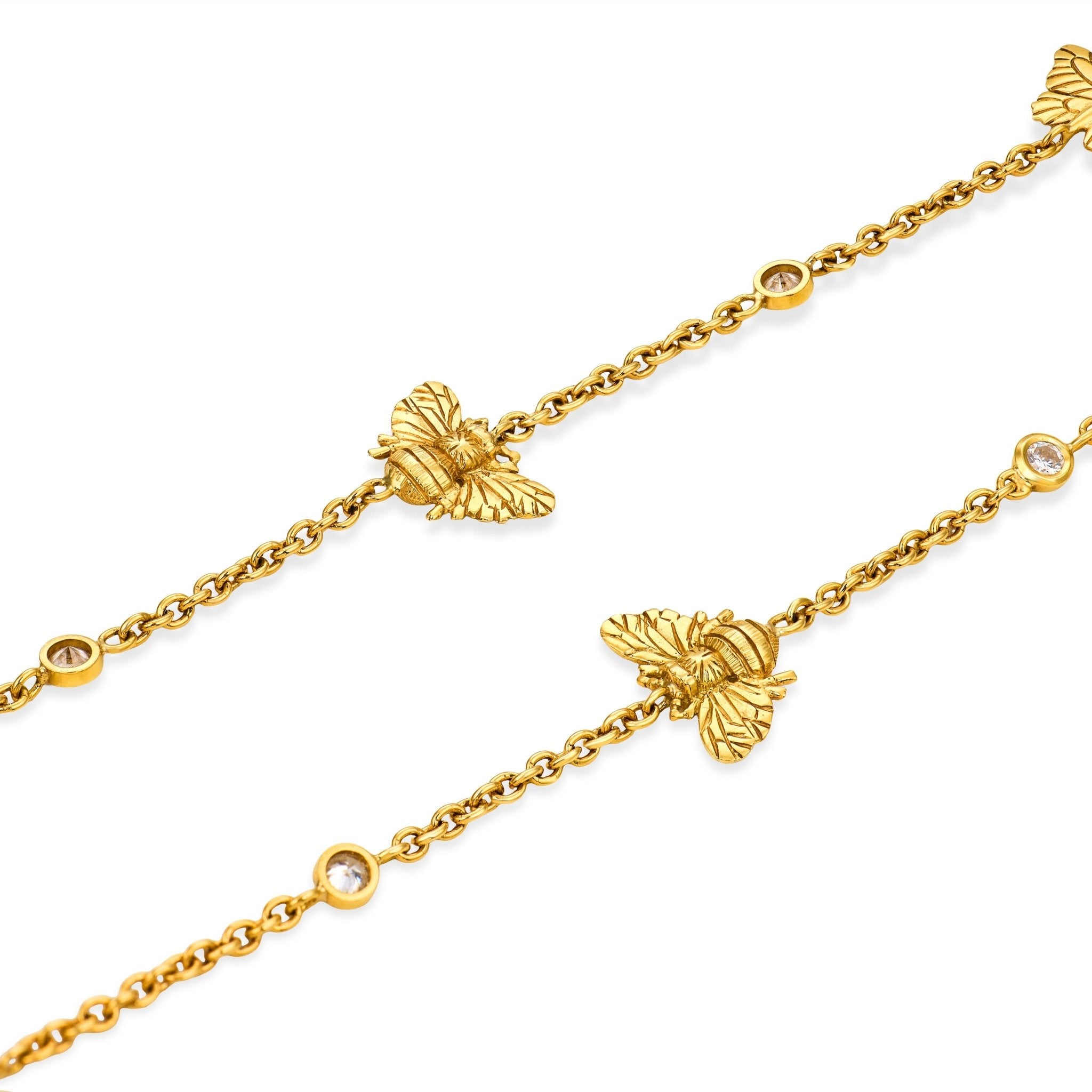 Vintage diamond 18k yellow gold butterfly necklace