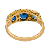 Victorian English sapphire diamond 18k yellow gold band
