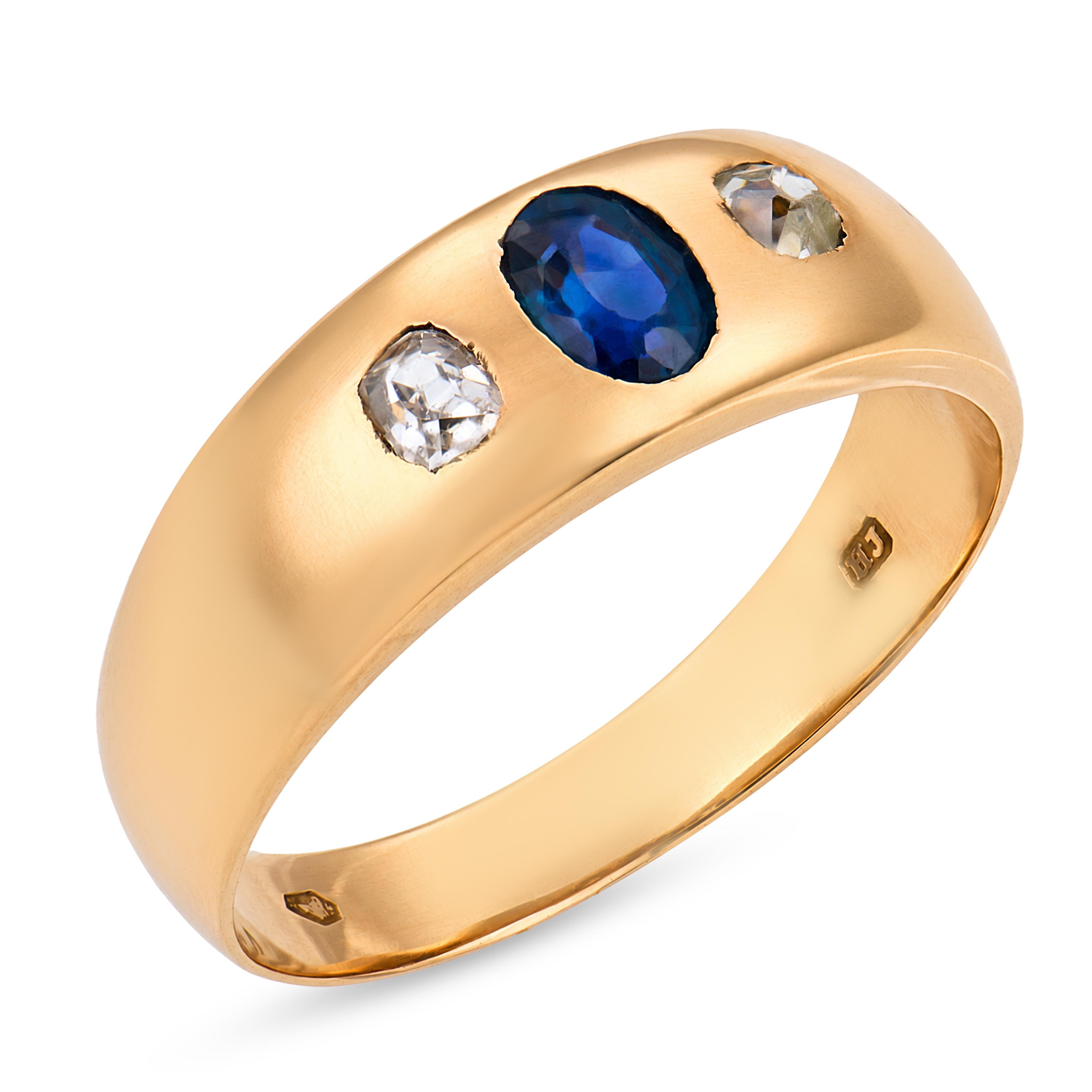 Austrian antique sapphire diamond 14k gold band