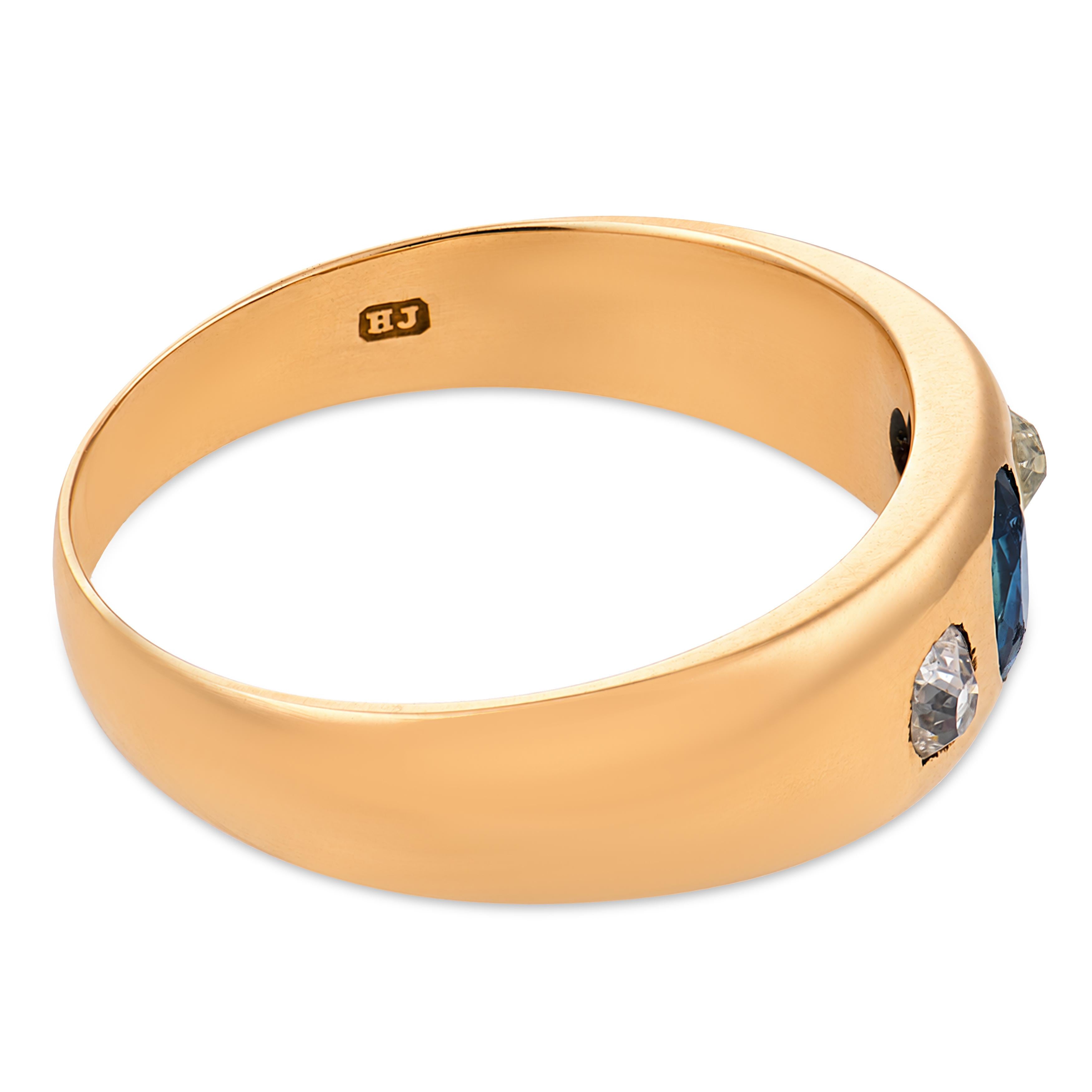 Austrian antique sapphire diamond 14k gold band