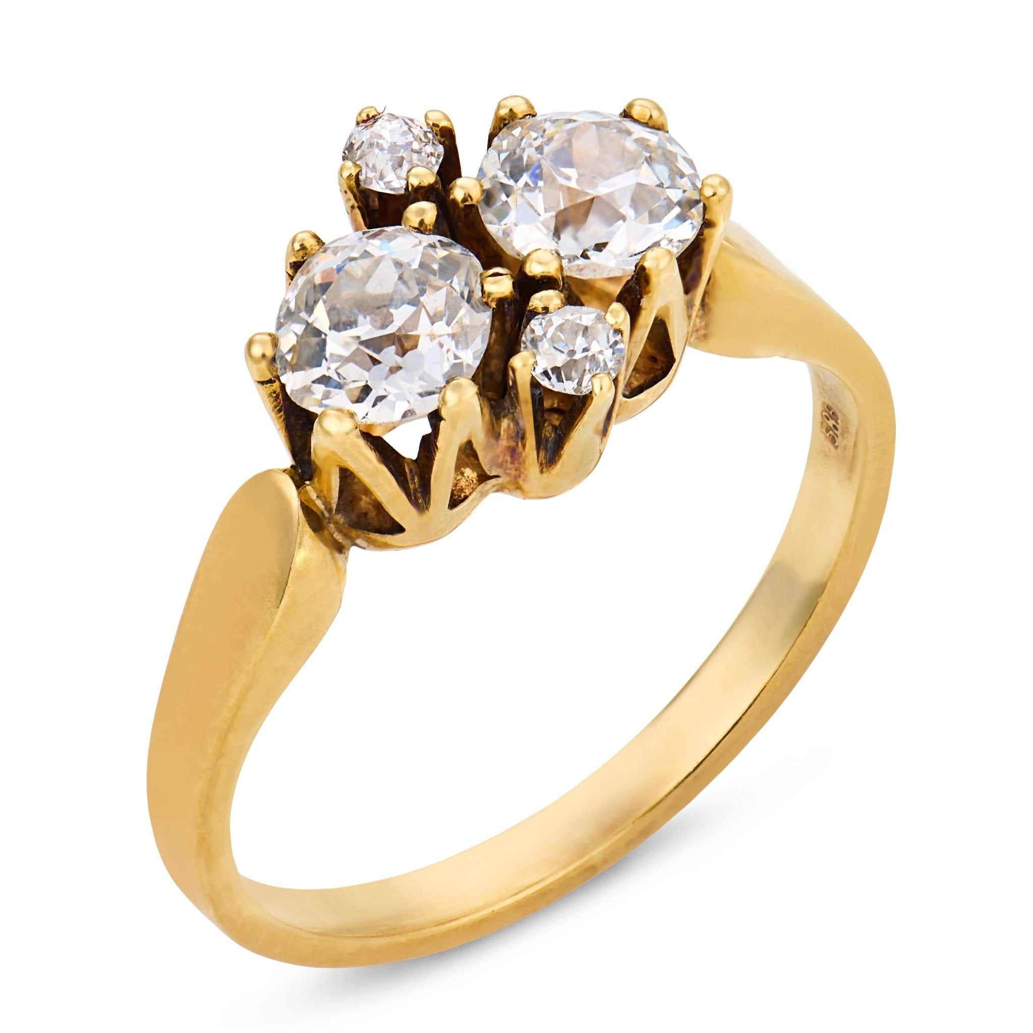 Victorian old European cut diamond 14k yellow gold ring