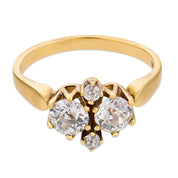 Victorian old European cut diamond 14k yellow gold ring