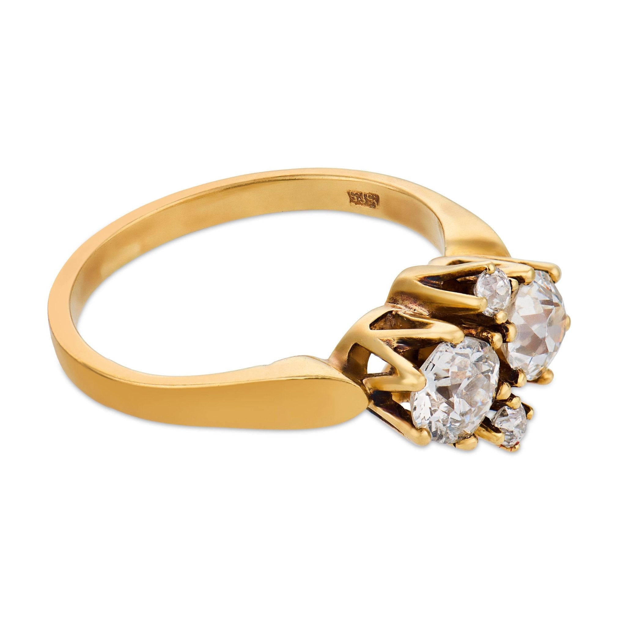 Victorian old European cut diamond 14k yellow gold ring