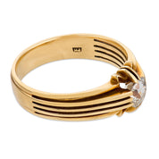 Art Deco old mine cut diamond 14k yellow gold ring