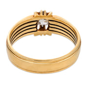 Art Deco old mine cut diamond 14k yellow gold ring