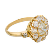 Victorian diamond 18k gold cluster ring