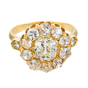 Victorian diamond 18k gold cluster ring
