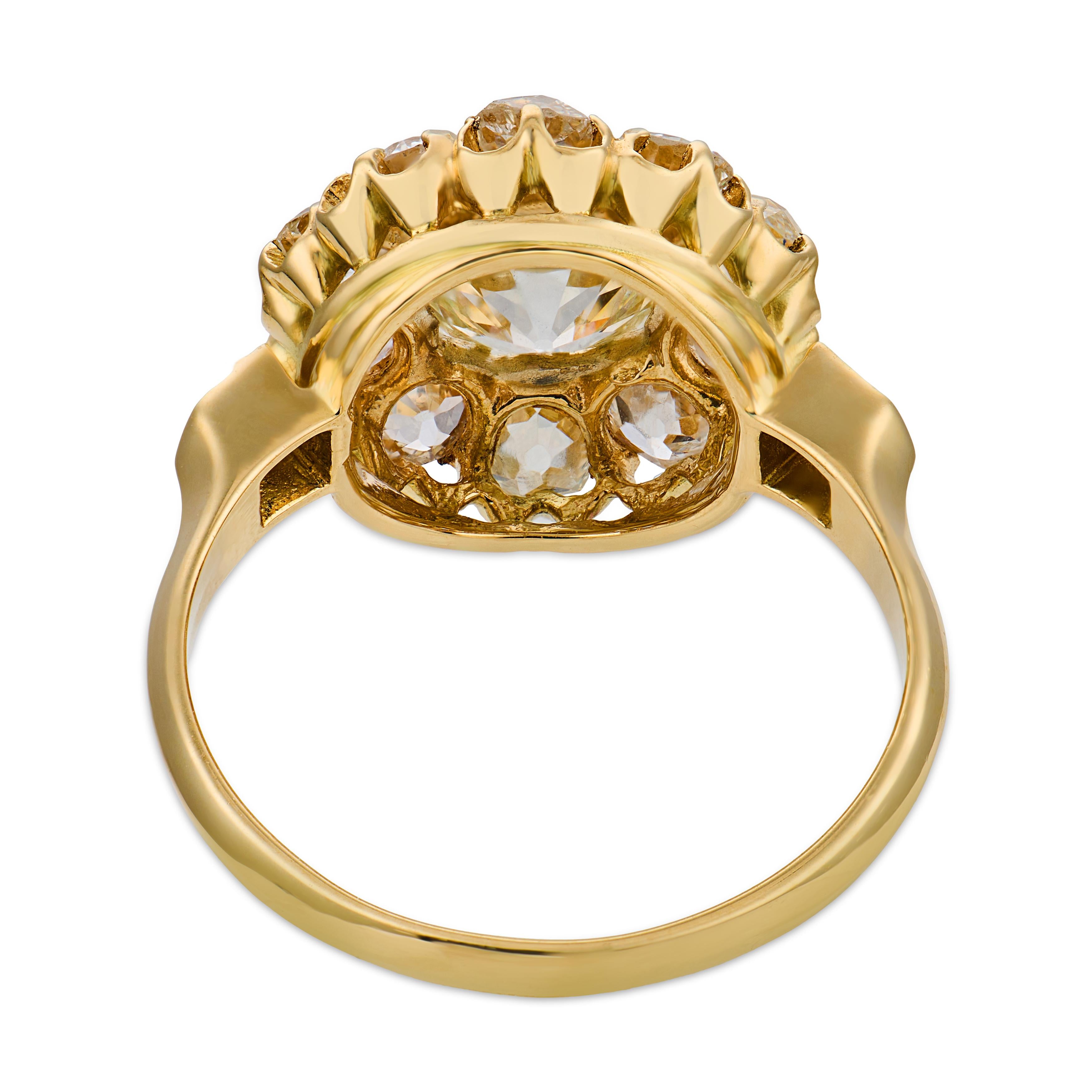 Victorian diamond 18k gold cluster ring