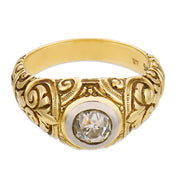 Edwardian old European cut diamond 14k yellow gold ring