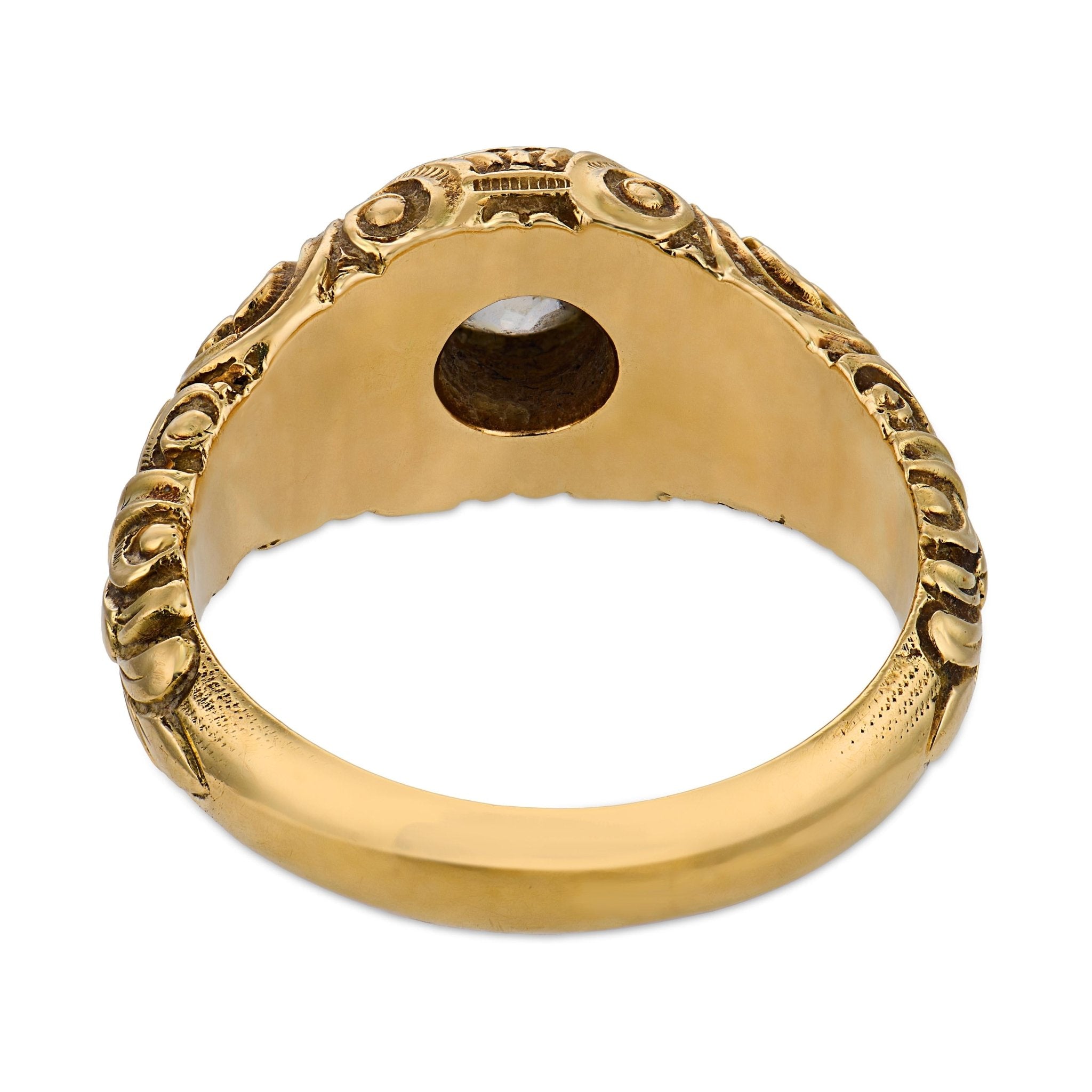 Edwardian old European cut diamond 14k yellow gold ring