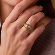 Edwardian old European cut diamond 14k yellow gold ring