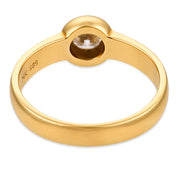 Vintage round brilliant cut diamond 14k yellow gold bezel set ring