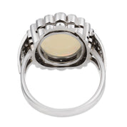 Vintage opal diamond 14k white gold cluster ring