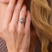Victorian rose cut diamond 9k yellow gold and silver cluster ring