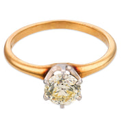 Edwardian diamond 14k yellow gold platinum engagement ring