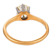 Edwardian diamond 14k yellow gold platinum engagement ring
