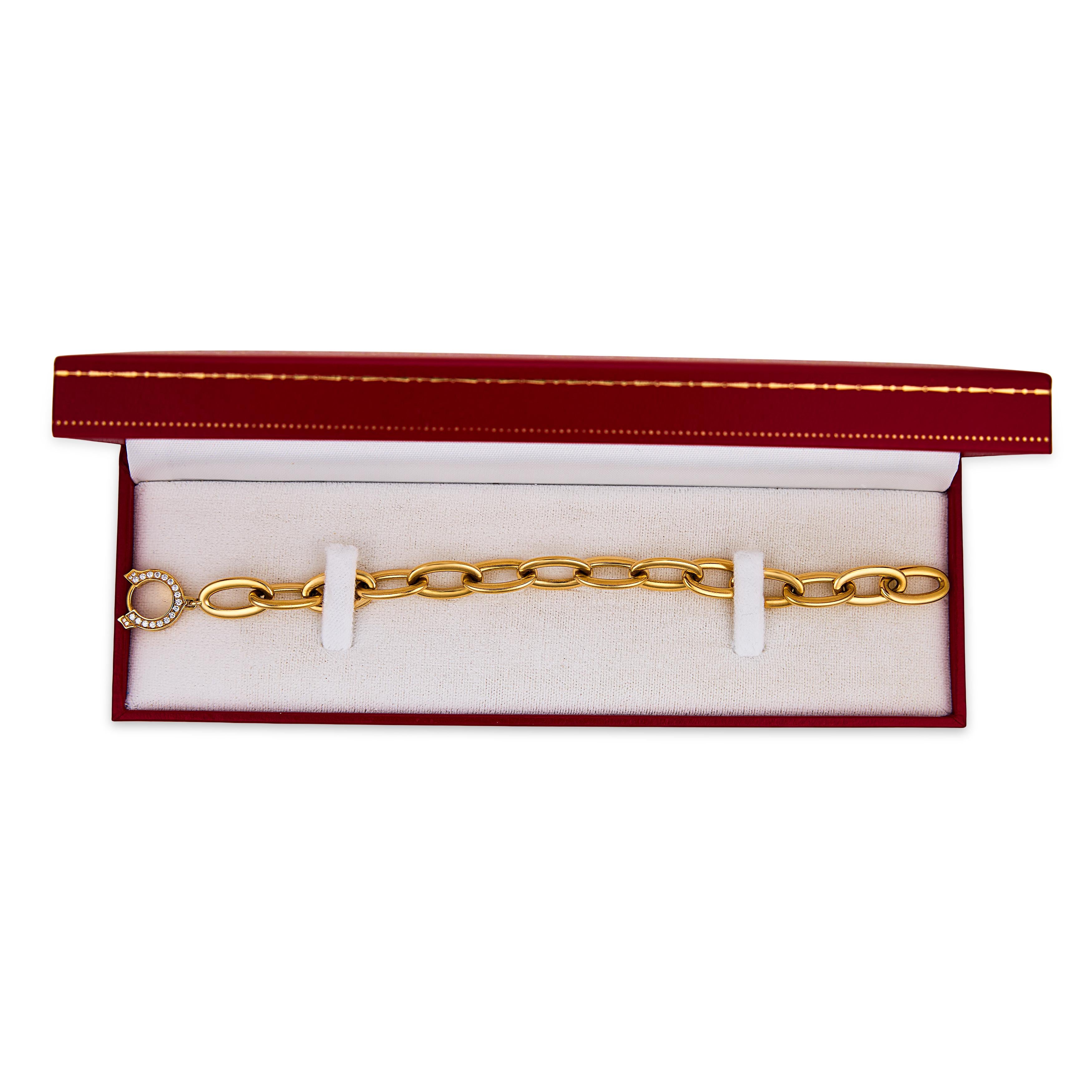 Cartier diamond 18k yellow gold link bracelet