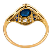 Edwardian sapphire diamond 14k yellow gold and platinum ring