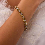 French Belle Époque diamond pearl 18k yellow gold bracelet