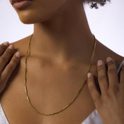 Vintage French 18k yellow gold bar chain necklace