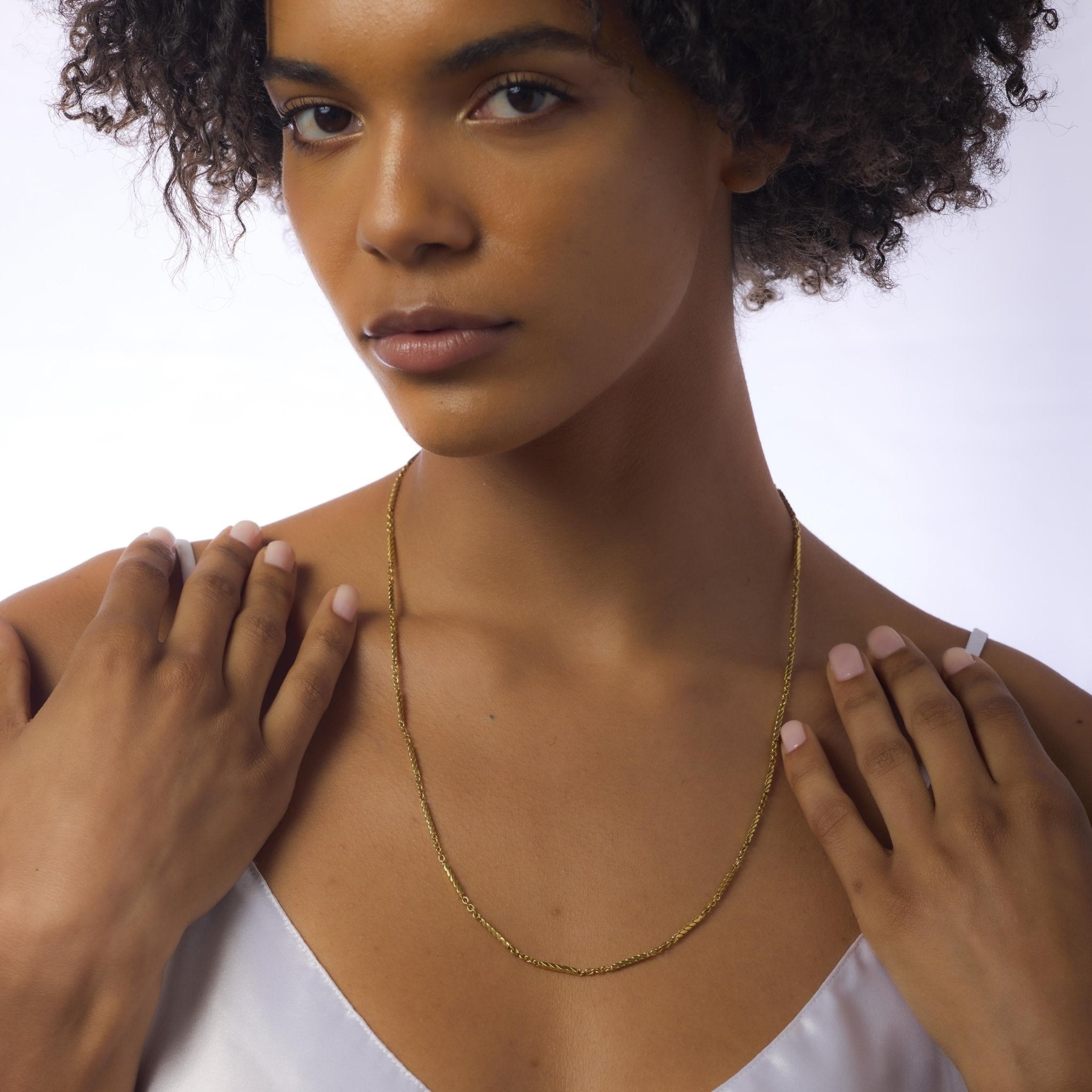 Vintage French 18k yellow gold bar chain necklace