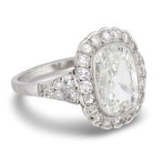 GIA 2.03 carat old mine cut diamond platinum engagement cluster ring