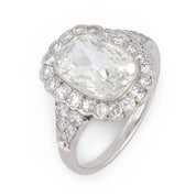 GIA 2.03 carat old mine cut diamond platinum engagement cluster ring