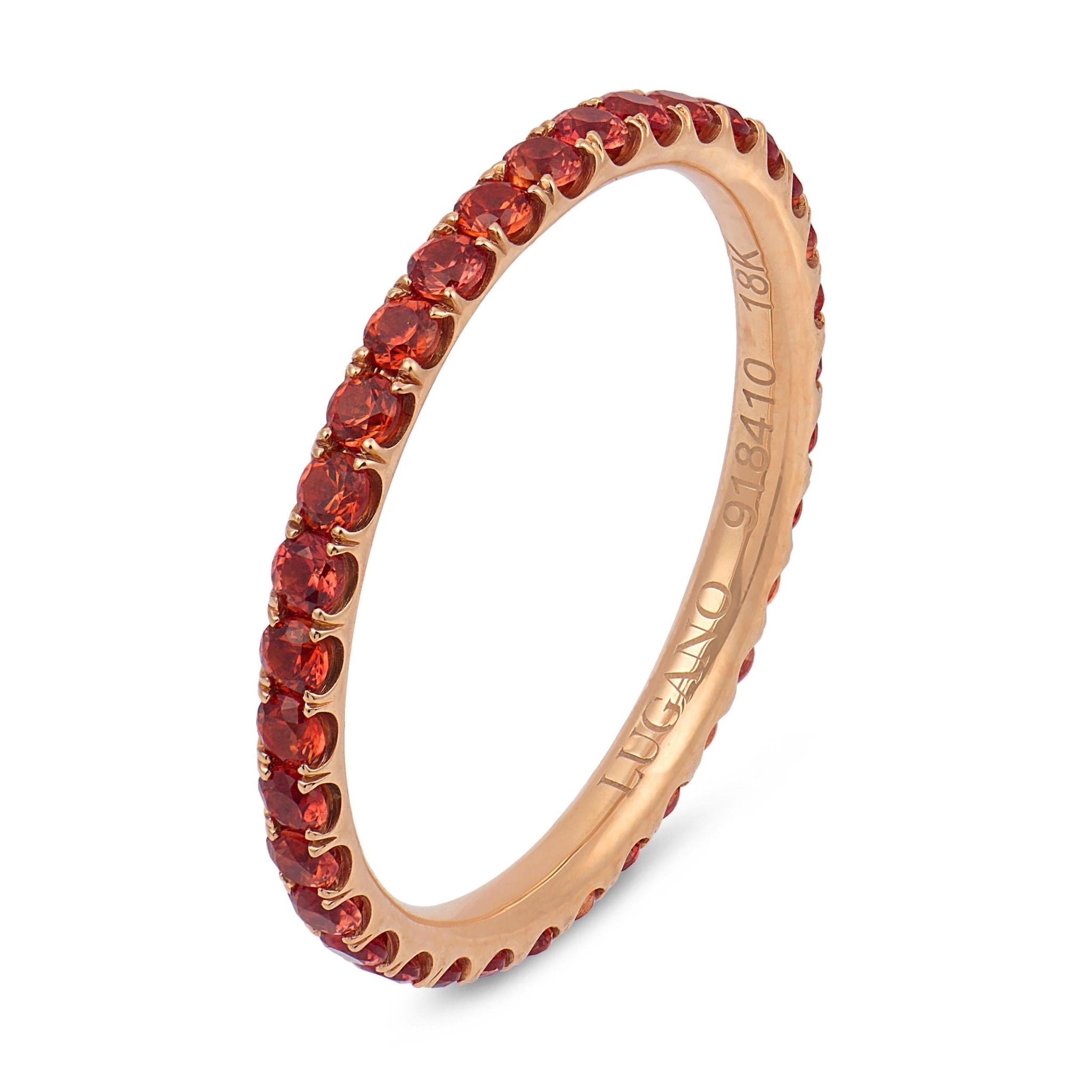 Lugano Mandarin Garnet 18k rose gold eternity band