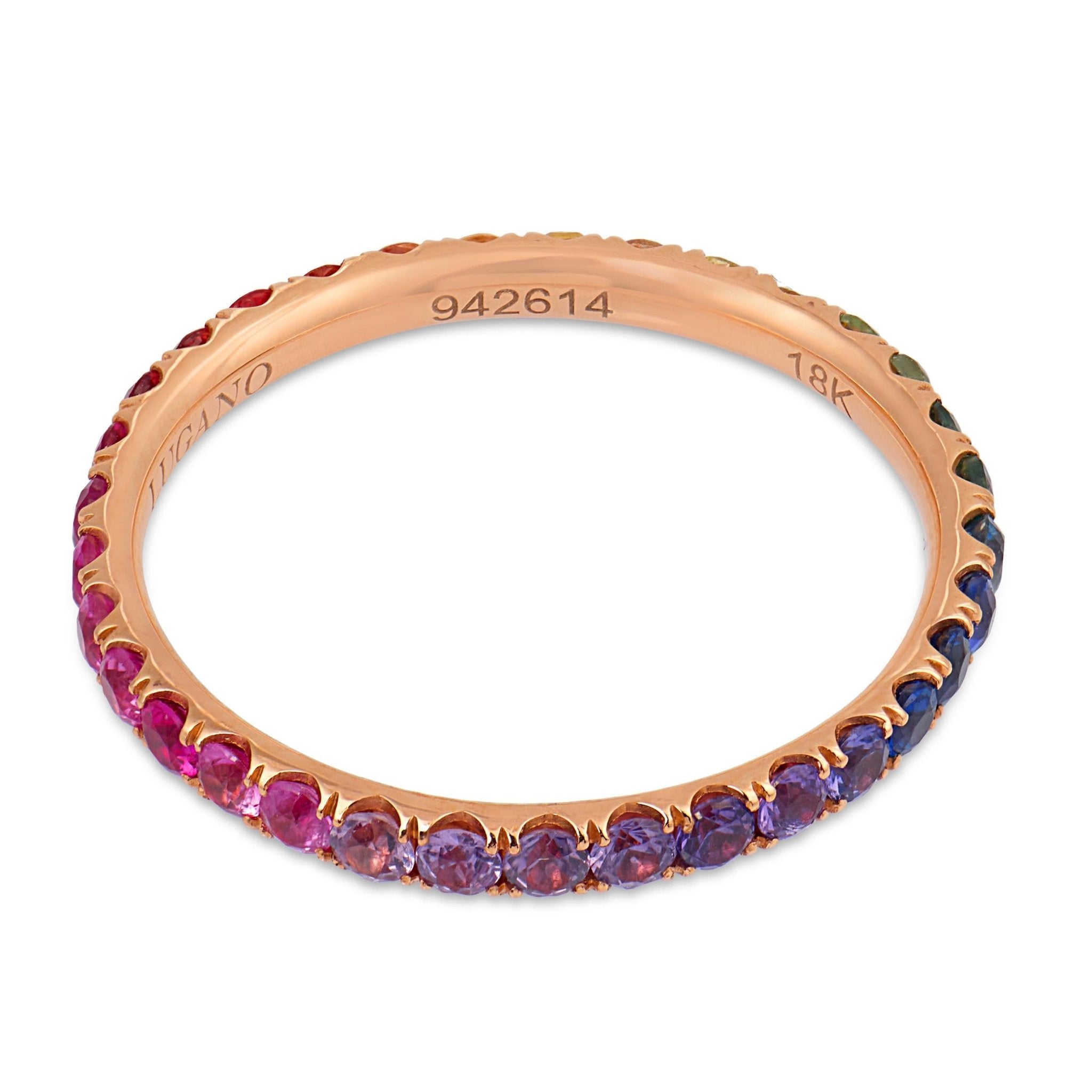 Lugano rainbow gemstone 18k rose gold eternity band