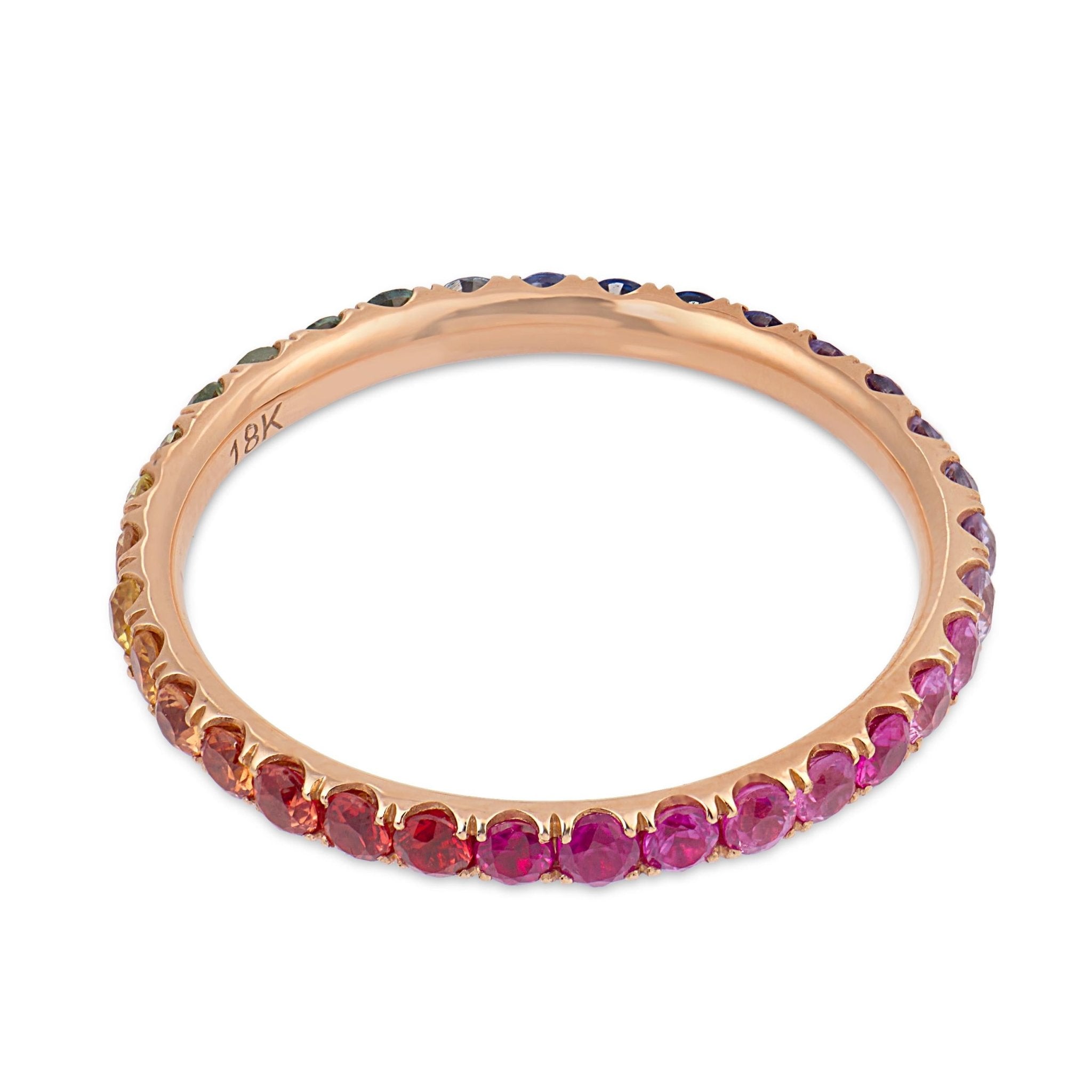 Lugano rainbow gemstone 18k rose gold eternity band