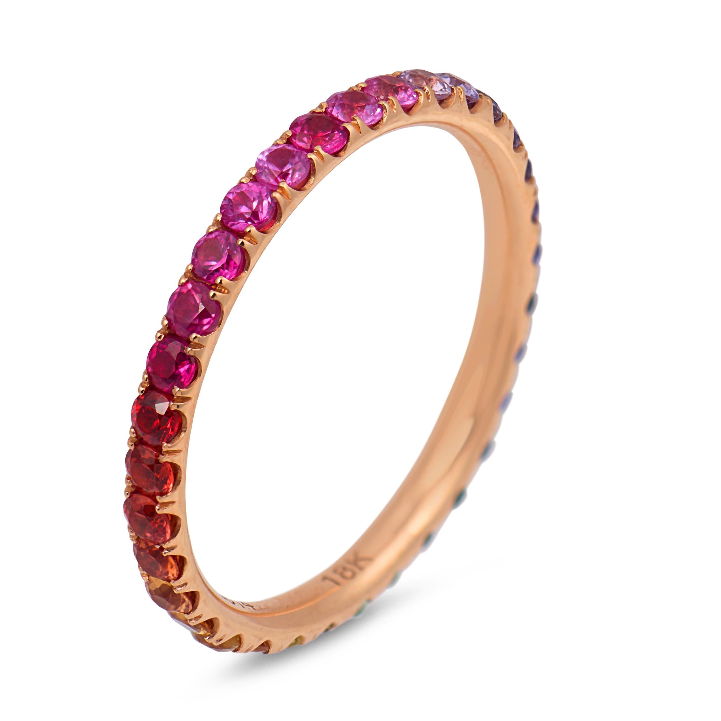 Lugano rainbow gemstone 18k rose gold eternity band