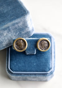 Ancient Roman Coin Gold Earrings