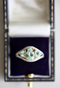 Paraiba Three Stone Gold Ring