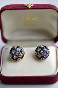 Mid-Century Diamond Sapphire Gold Earrings