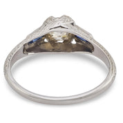 Art Deco diamond sapphire platinum engagement ring