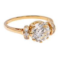 Antique Inspired GIA 1.80 Carat Old European Cut Diamond 18k Yellow Gold Ring