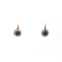 Antique Inspired Sapphire Diamond 18k Rose Gold Cluster Earrings