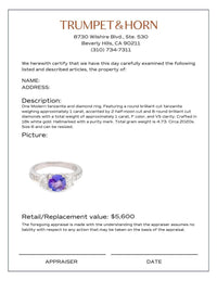 Modern tanzanite diamond 18k white gold ring