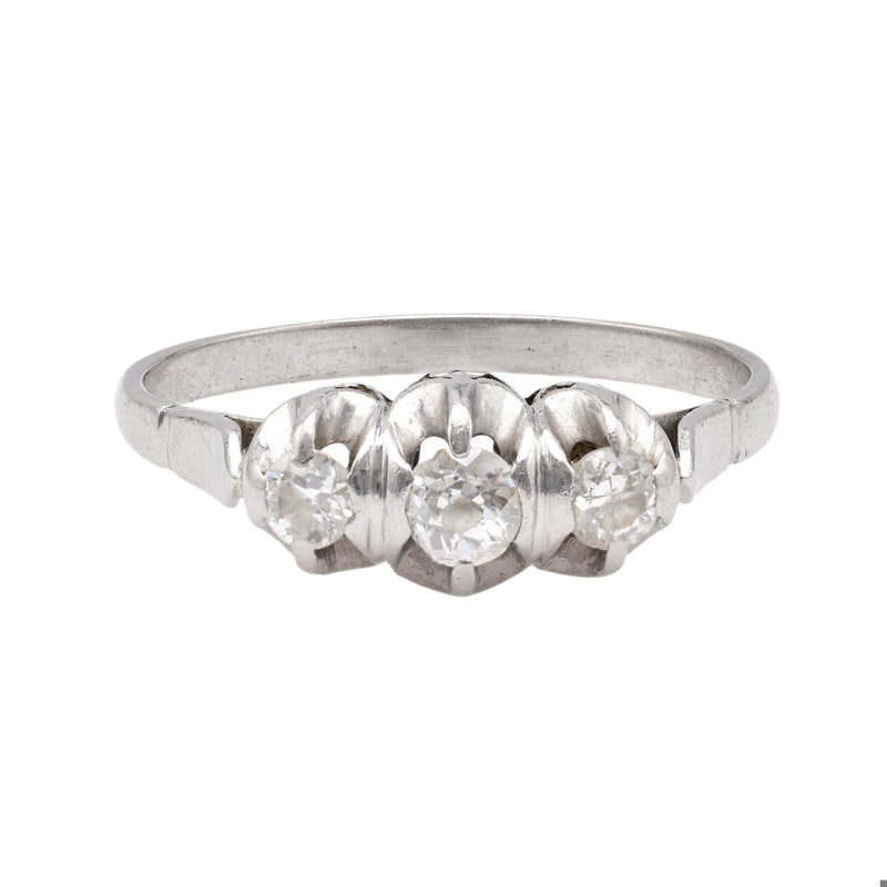 Art Deco Diamond Platinum Three Stone Ring