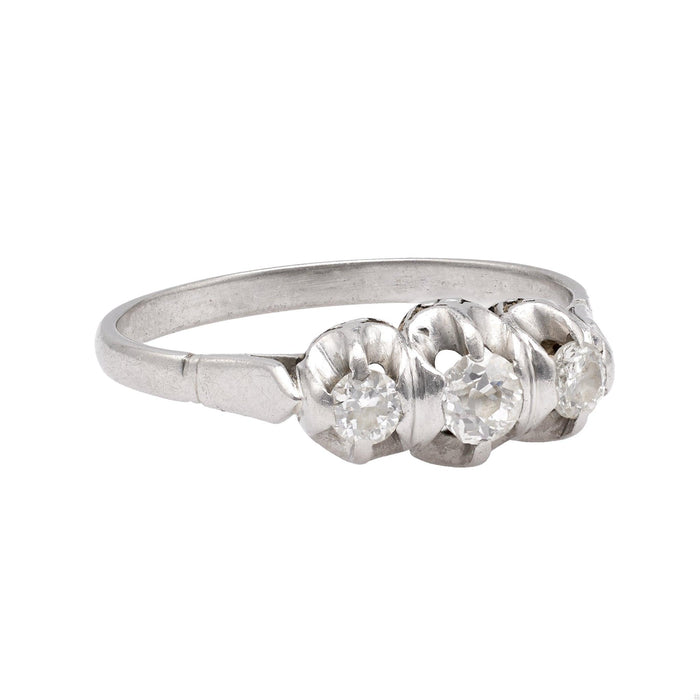 Art Deco Diamond Platinum Three Stone Ring