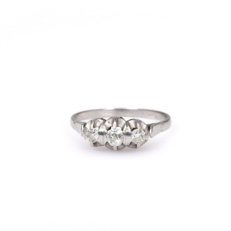 Art Deco Diamond Platinum Three Stone Ring