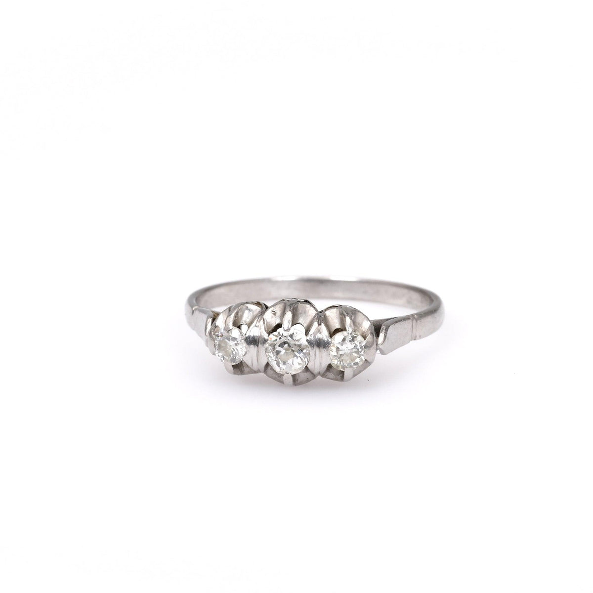 Art Deco Diamond Platinum Three Stone Ring