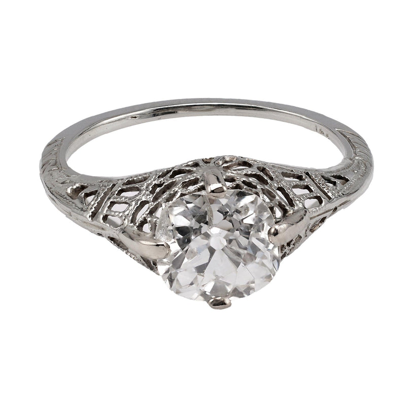 Art Deco GIA 1.68 Carat Old Mine Cut Diamond Ring