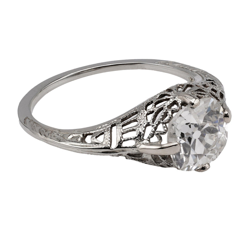 Art Deco GIA 1.68 Carat Old Mine Cut Diamond Ring