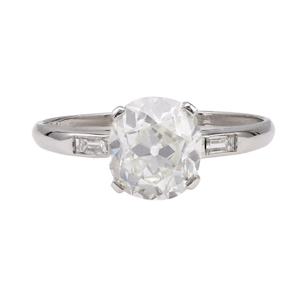 Art Deco GIA 1.71 Carat Old Mine Cut Diamond Platinum Ring