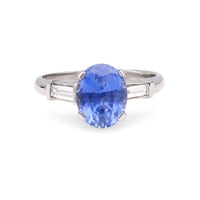 Art Deco GIA 2.41 Carat Ceylon No Heat Sapphire Diamond Platinum Ring