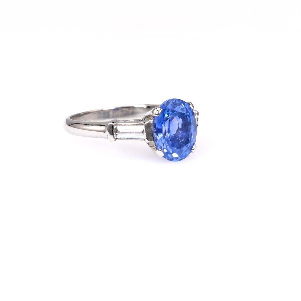 Art Deco GIA 2.41 Carat Ceylon No Heat Sapphire Diamond Platinum Ring